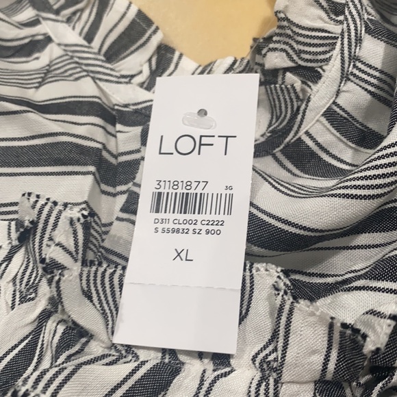 LOFT Striped Ruffle Split Neck Shell XL - Picture 11 of 11